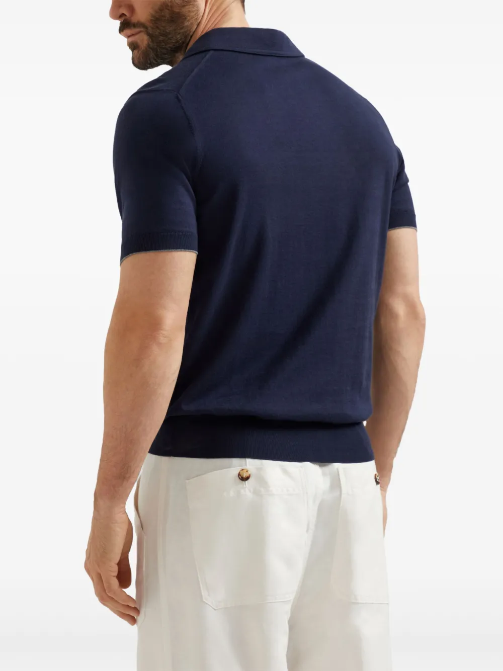 Brunello Cucinelli Gebreid poloshirt Blauw