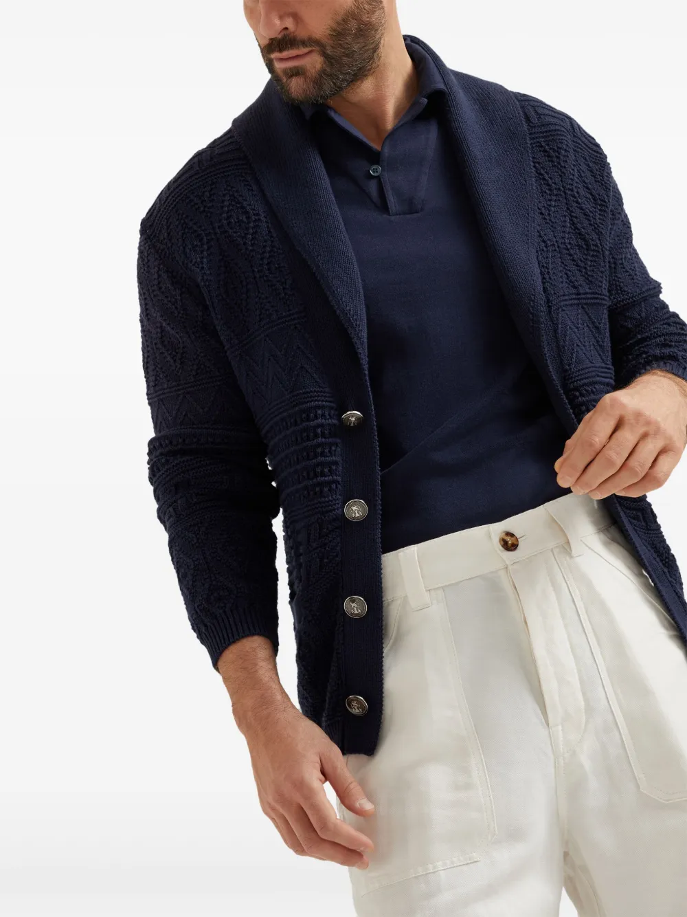 Brunello Cucinelli Gebreid poloshirt Blauw