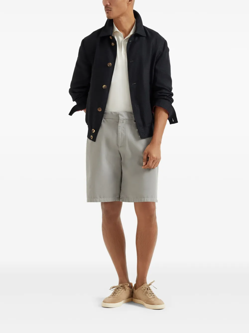 Brunello Cucinelli Bermuda shorts met gabardine weving - Groen