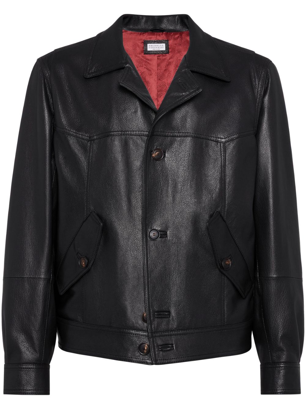 Brunello Cucinelli grained leather jacket - Black