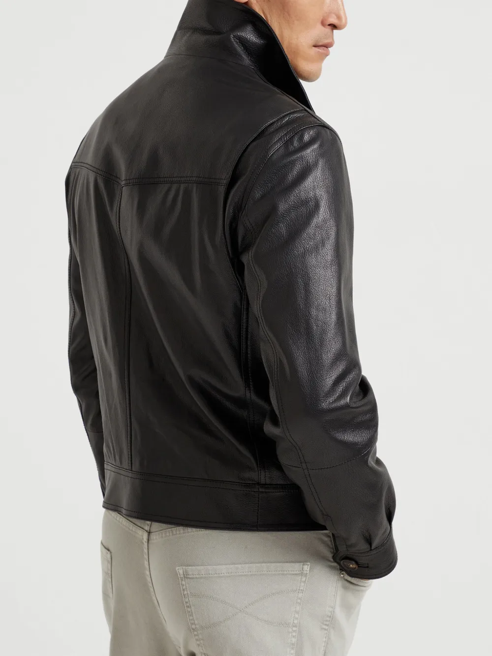 Brunello Cucinelli Leren jack Zwart