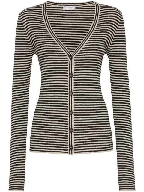 Brunello Cucinelli Cardigan com listra