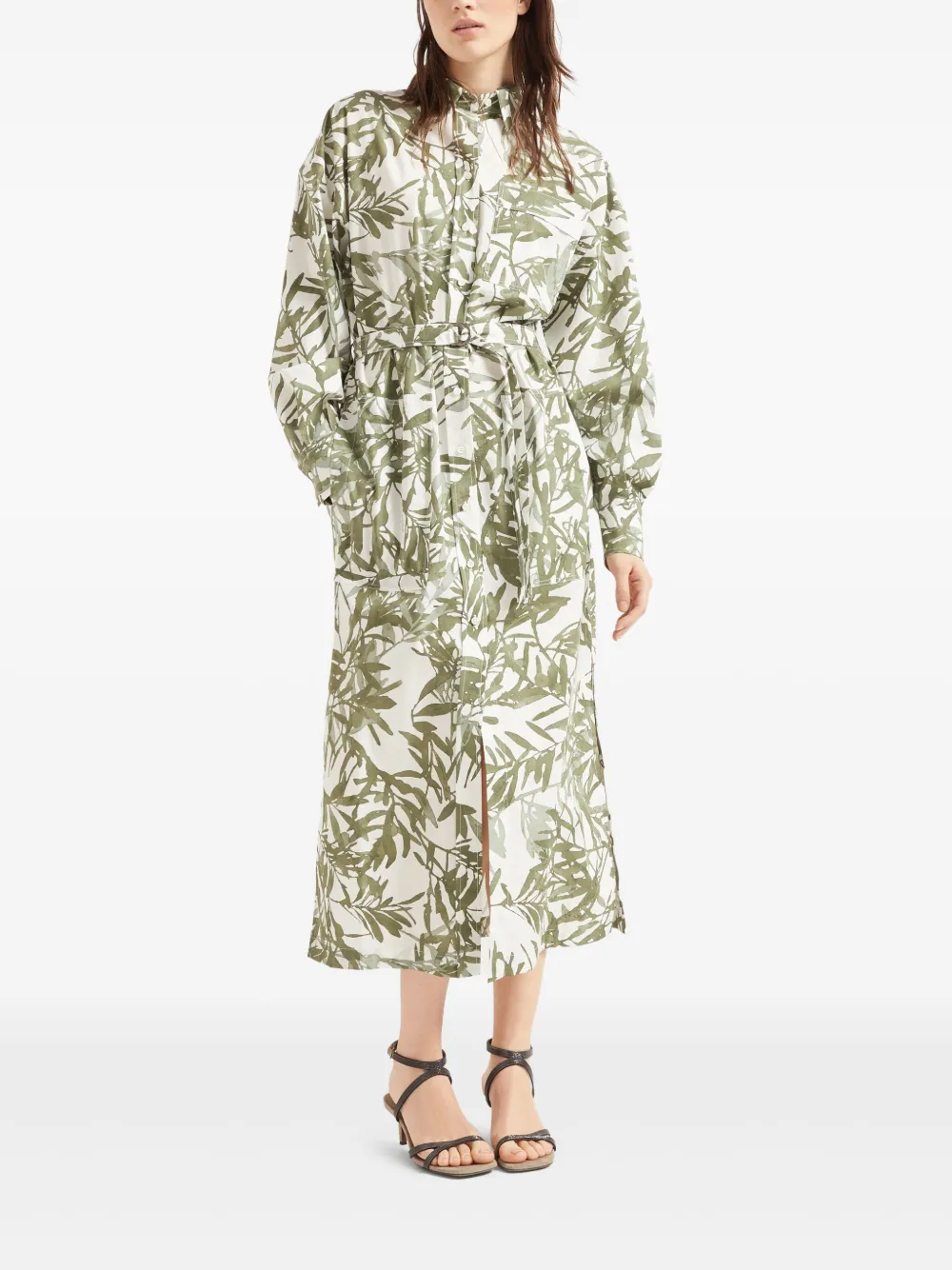 Brunello Cucinelli Jurk met print Groen