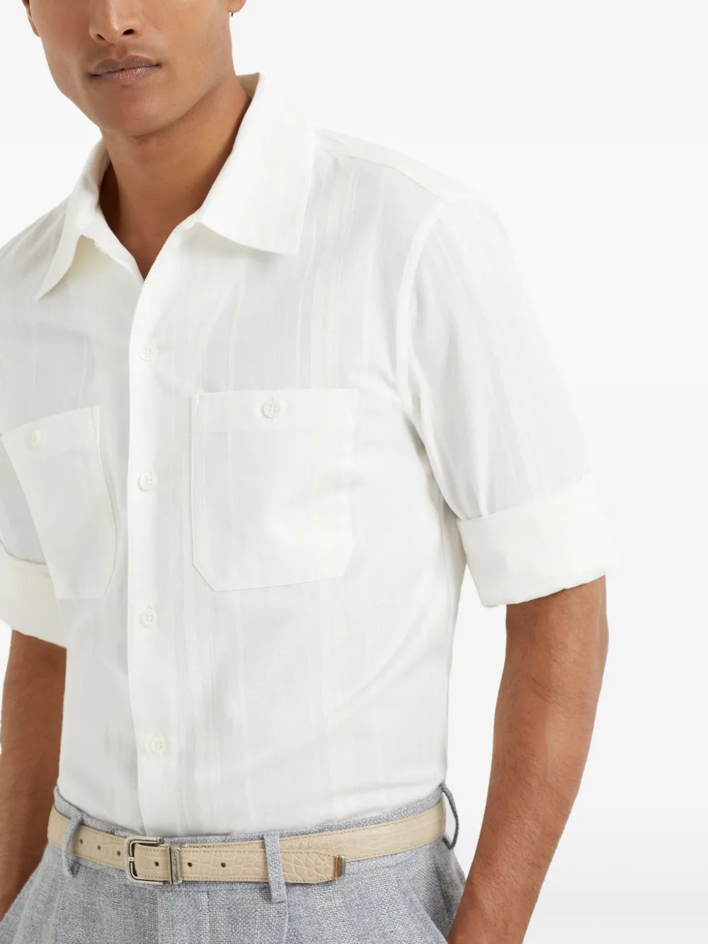 Brunello Cucinelli Katoenen overhemd Wit