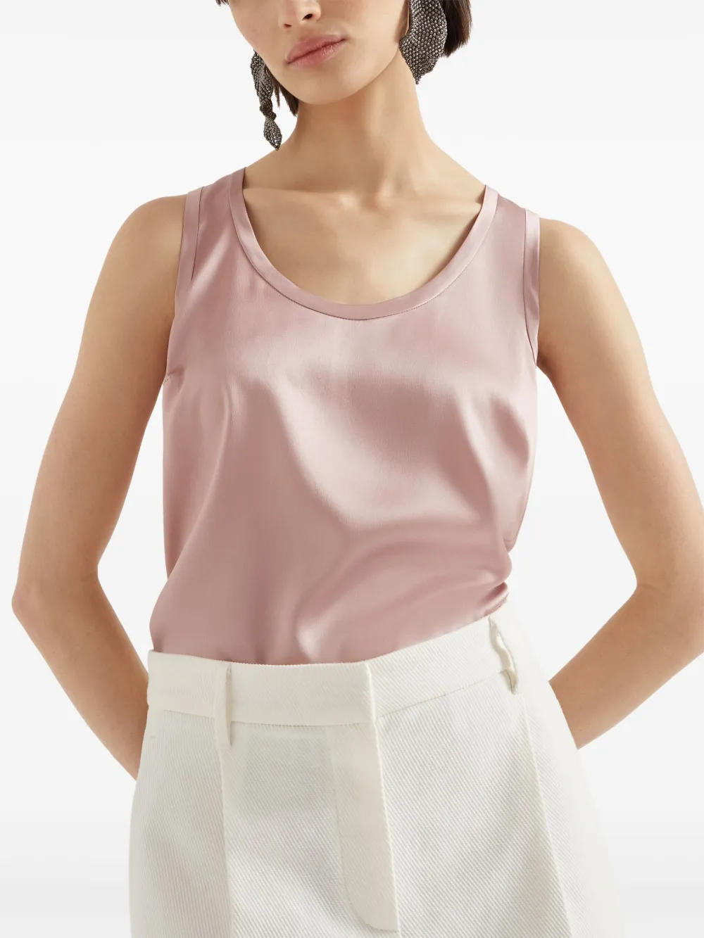Brunello Cucinelli Omkeerbare satijnen tanktop Roze