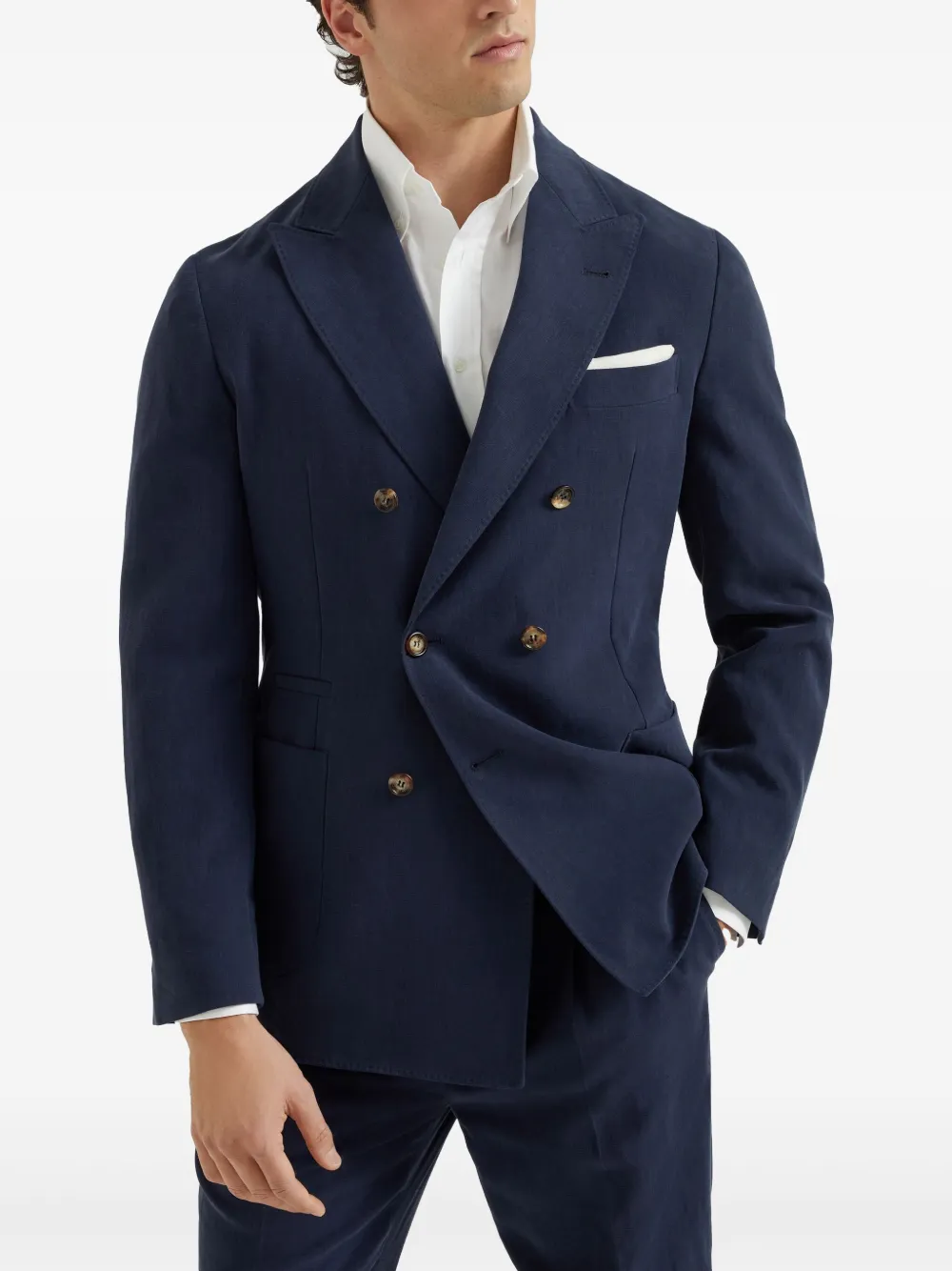 Brunello Cucinelli Blazer met dubbele rij knopen Blauw