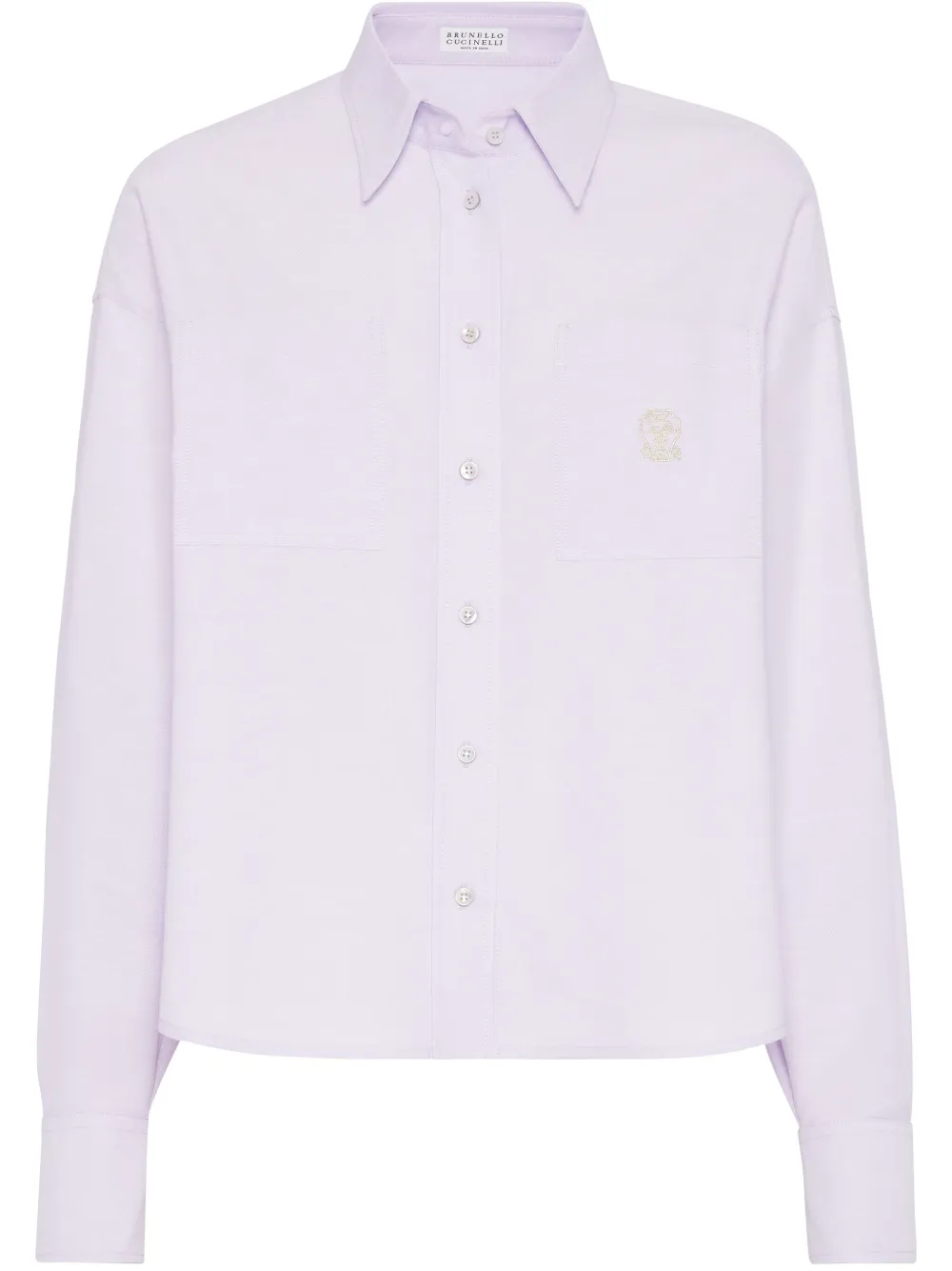 Brunello Cucinelli Logo-embroidered Cotton Shirt In Purple