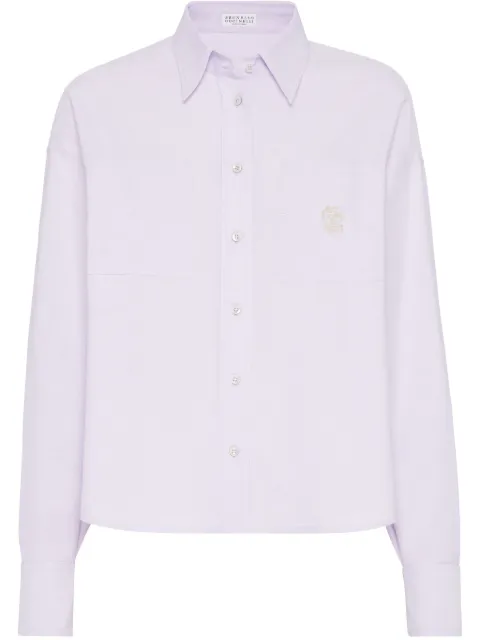 Brunello Cucinelli logo-embroidered cotton shirt