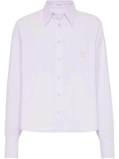 Chemise en coton à logo brodé - Brunello Cucinelli - Modalova