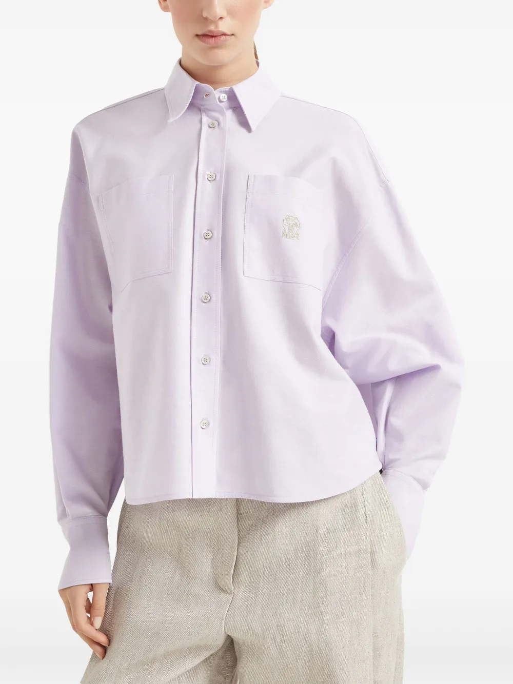 Brunello Cucinelli Blouse met geborduurd logo Paars