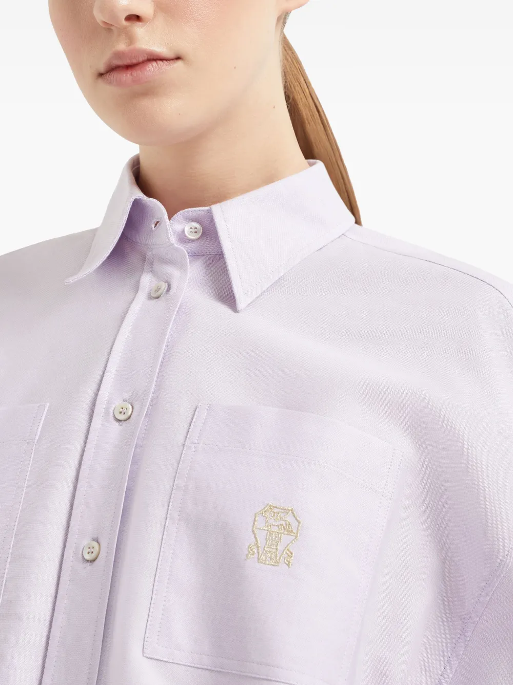 Brunello Cucinelli Blouse met geborduurd logo Paars