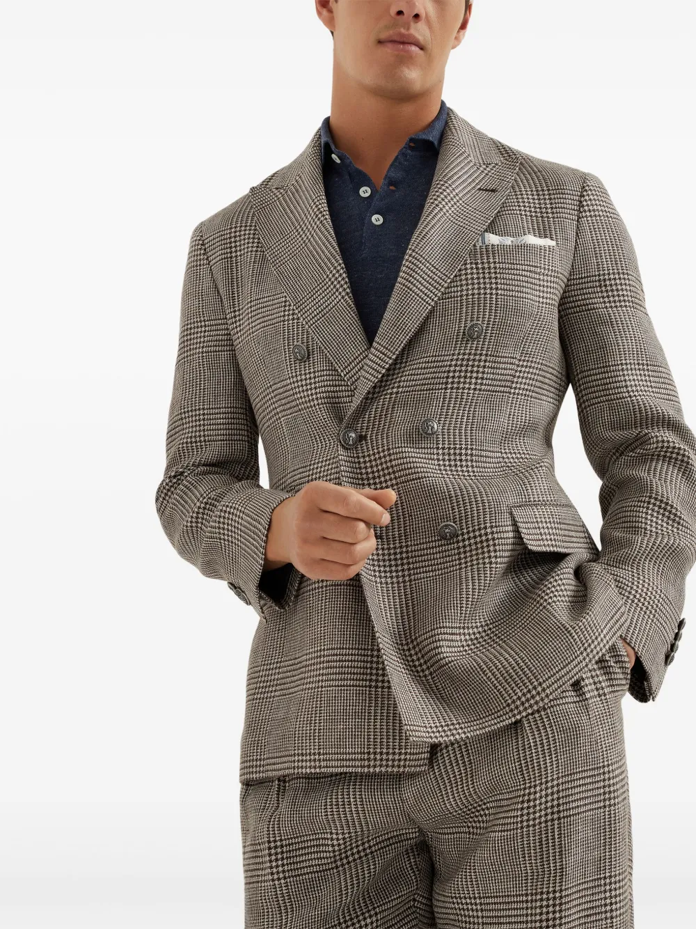 Brunello Cucinelli Geruite blazer Bruin
