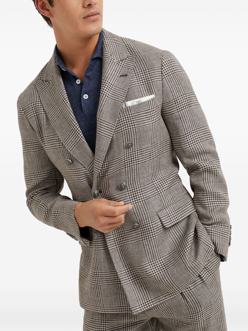 Brunello Cucinelli Geruite blazer - Bruin