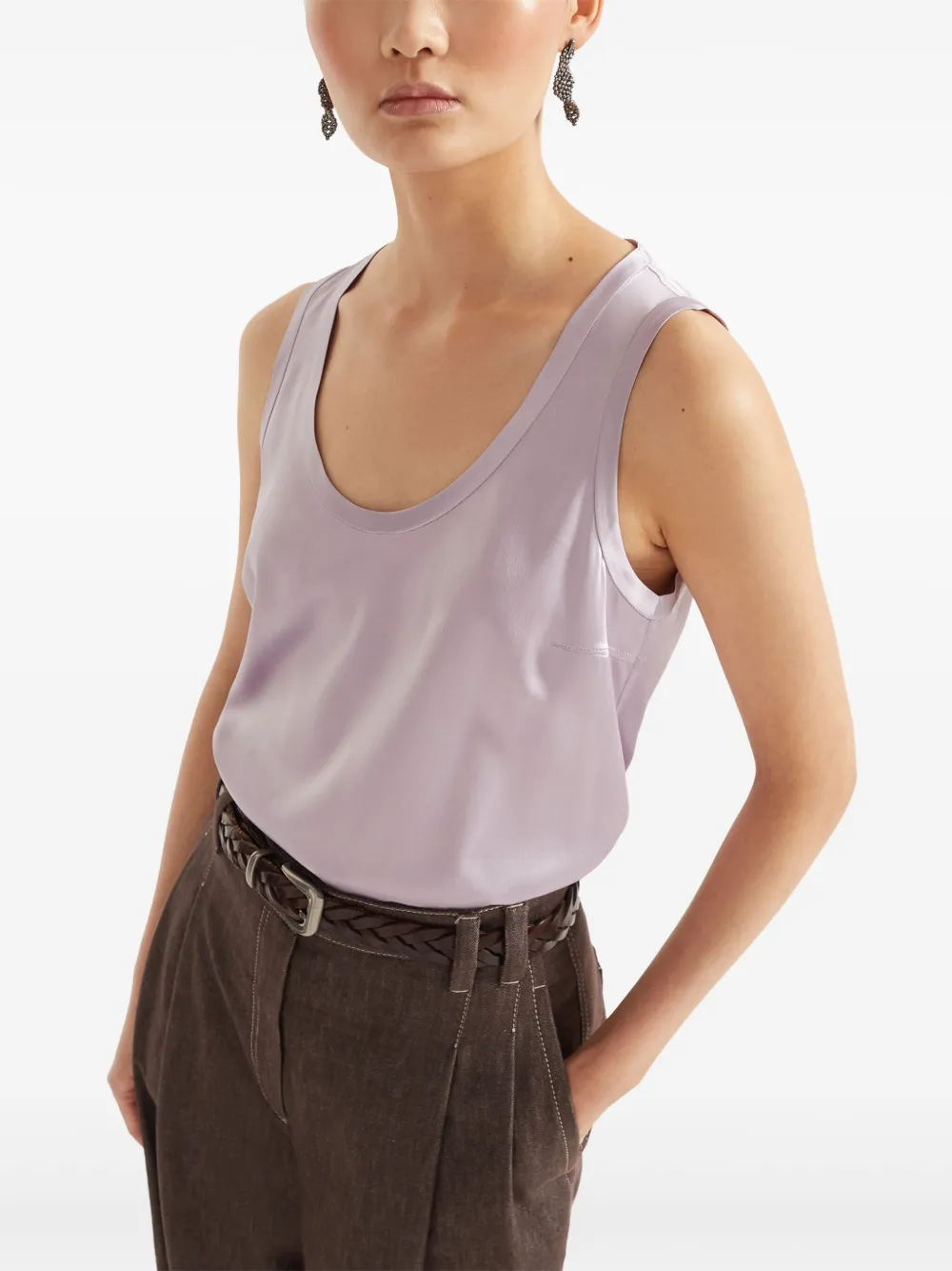 Brunello Cucinelli Omkeerbare satijnen tanktop Paars