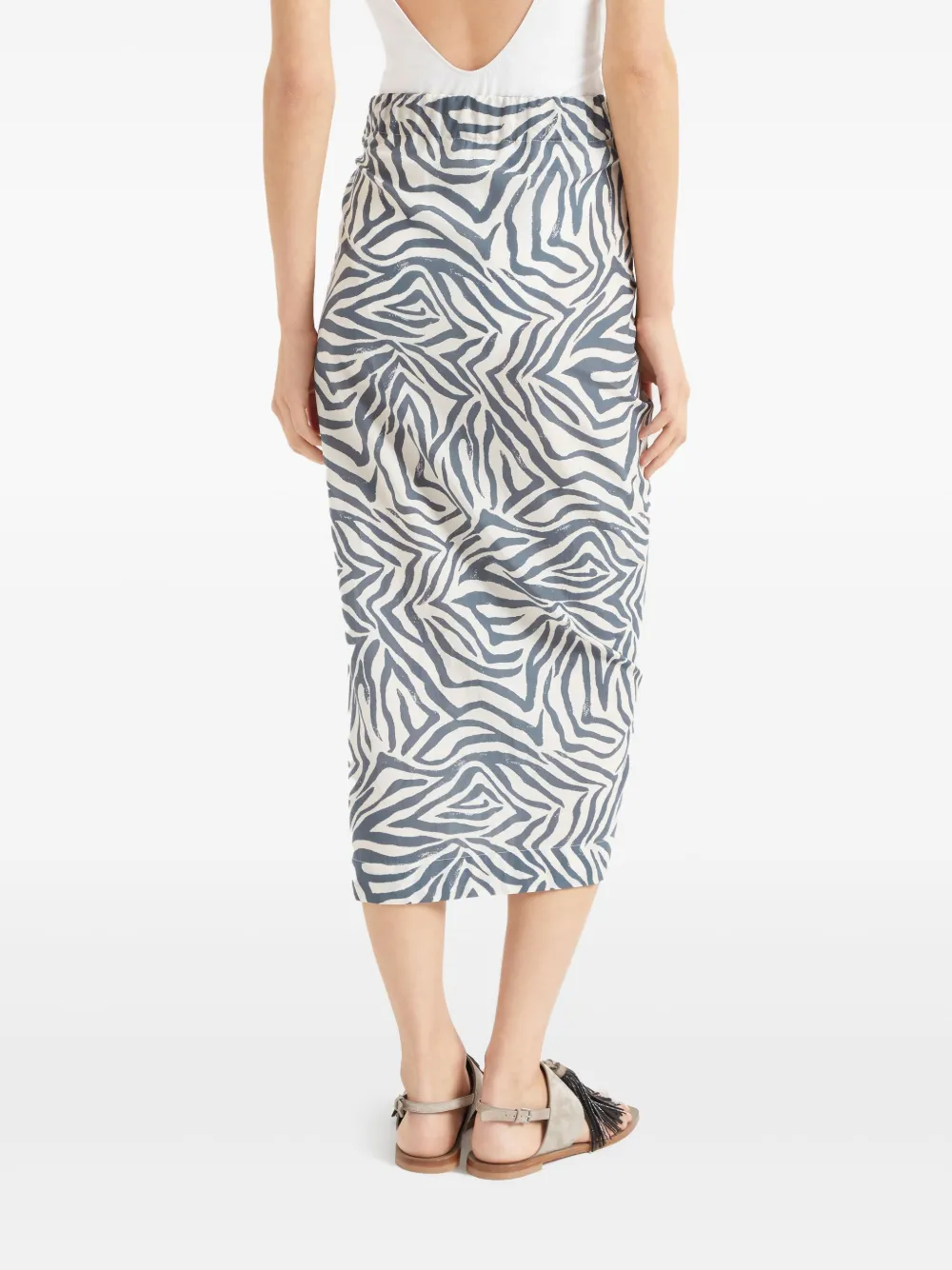 Brunello Cucinelli Rok met abstracte print Blauw