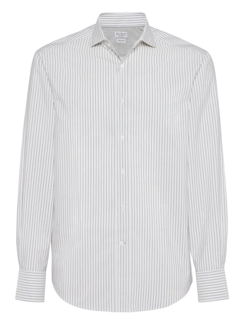 Brunello Cucinelli camisa de popelina con rayas estampadas | blanco | Image 1