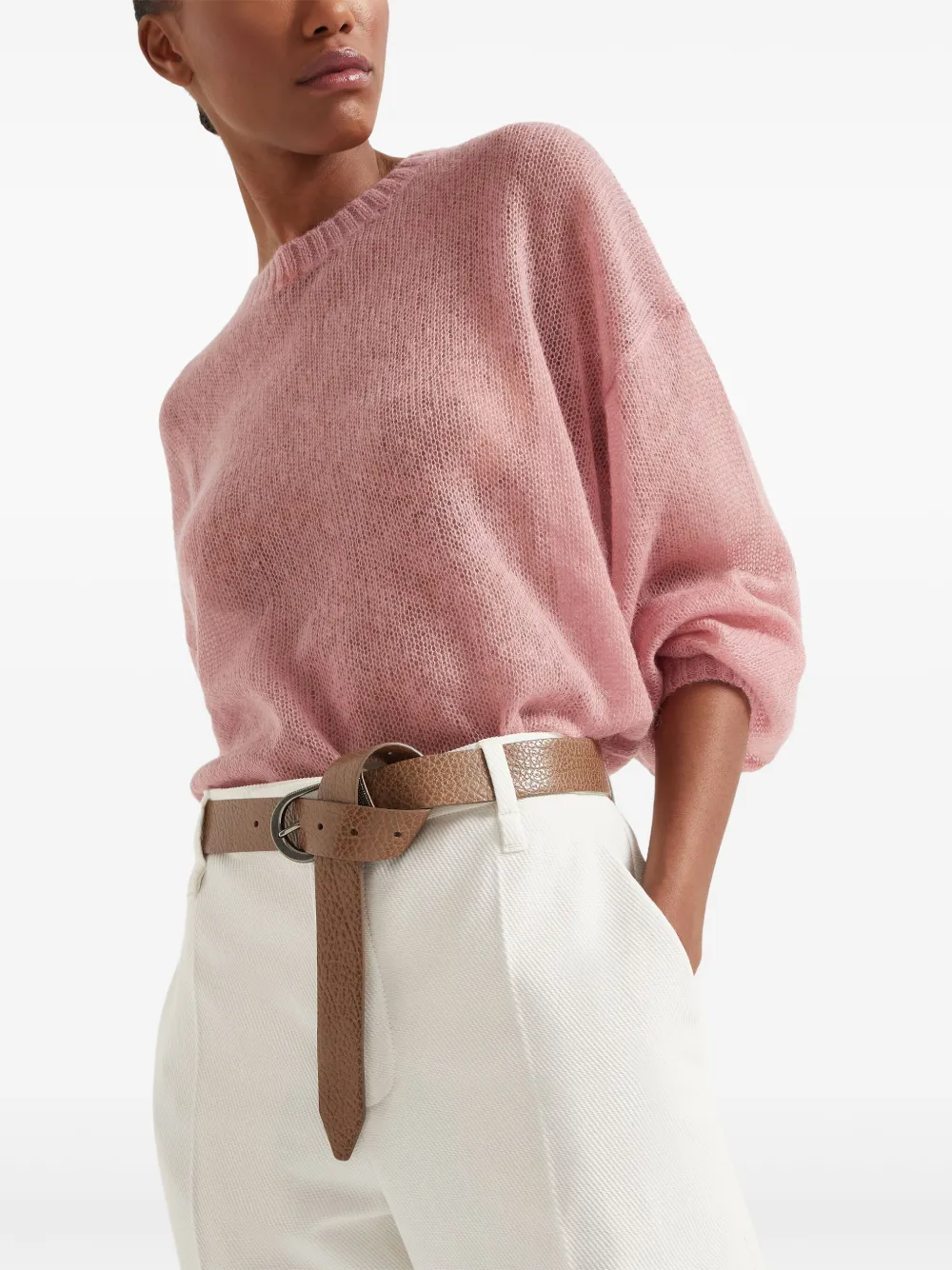 Brunello Cucinelli Trui met moniliketting Roze