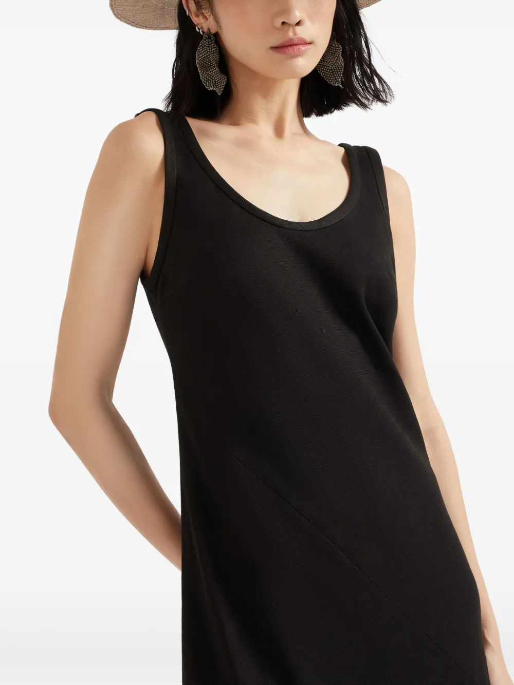 Brunello Cucinelli Mouwloze maxi-jurk Zwart