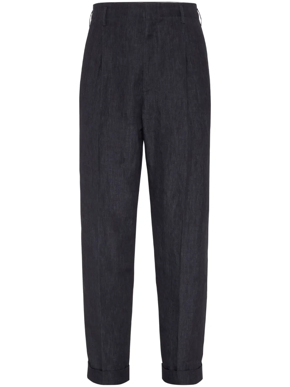 Brunello Cucinelli Washed-effect Linen Trousers In Blue