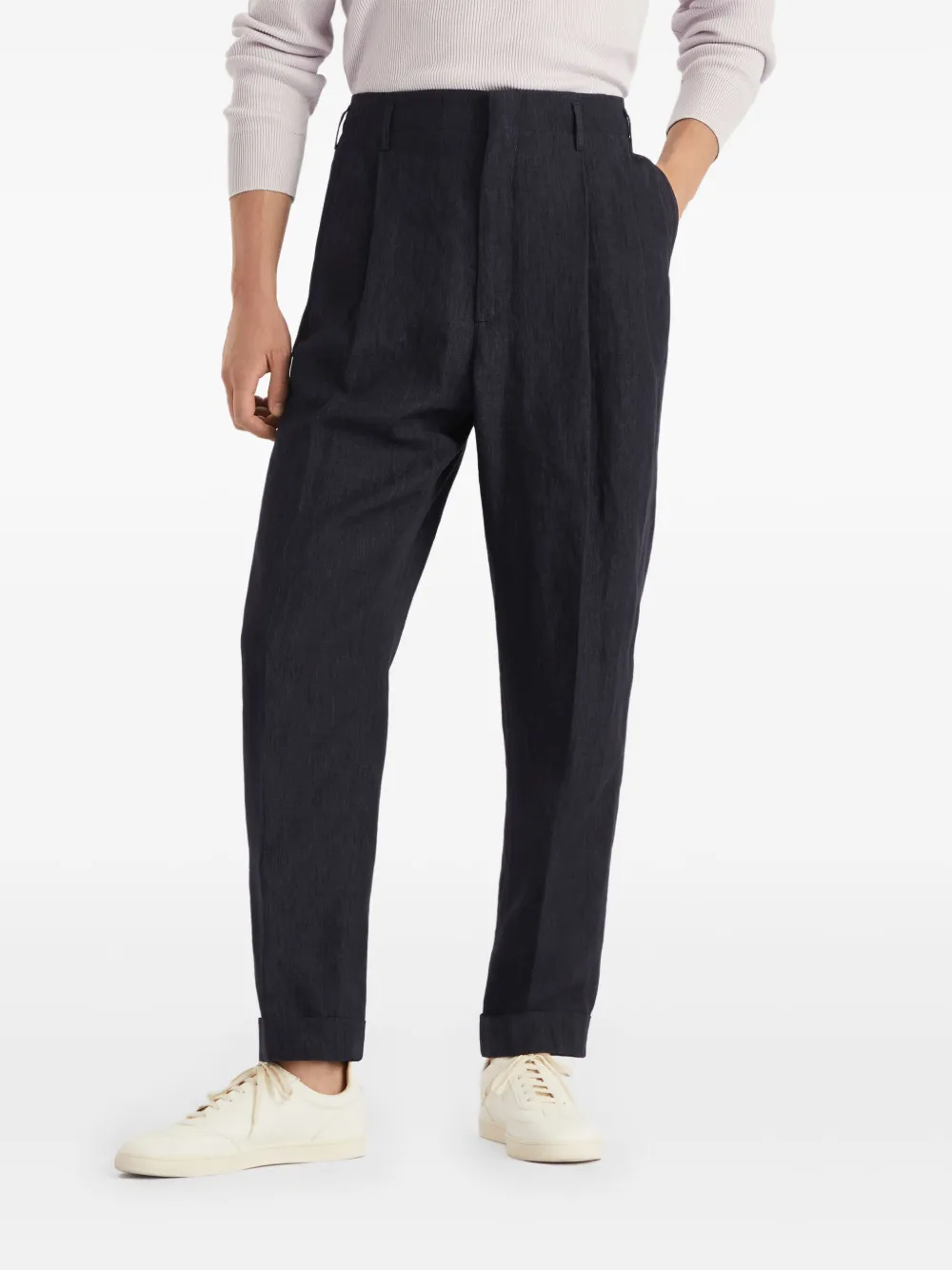 Brunello Cucinelli Linnen broek met verwassen effect Blauw