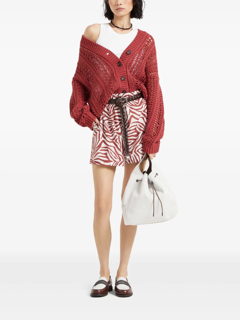 Brunello Cucinelli crochet-knit cardigan - Rood