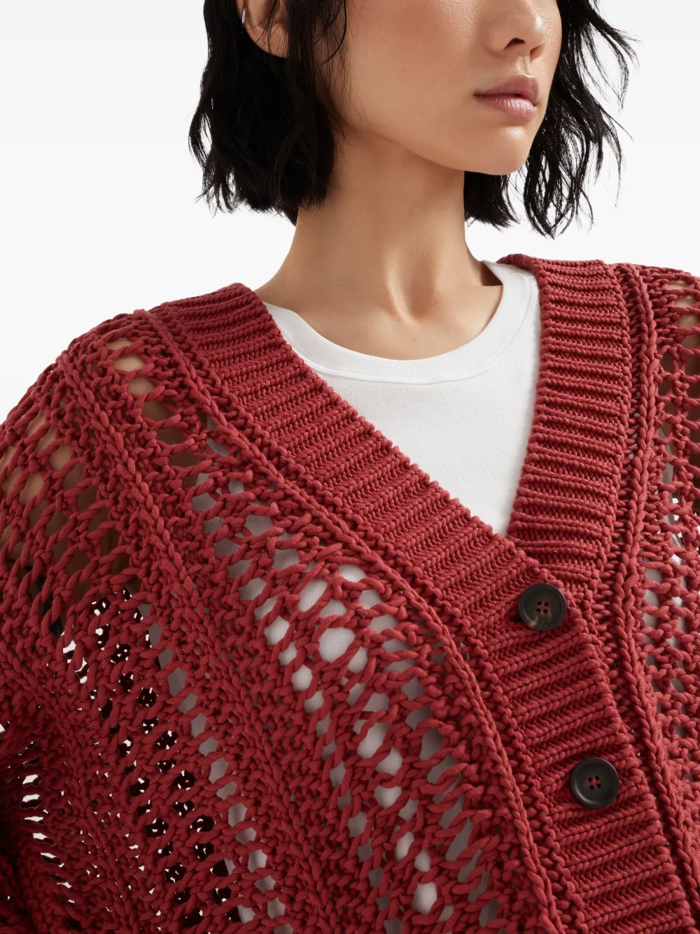 Brunello Cucinelli Gehaakt vest Rood