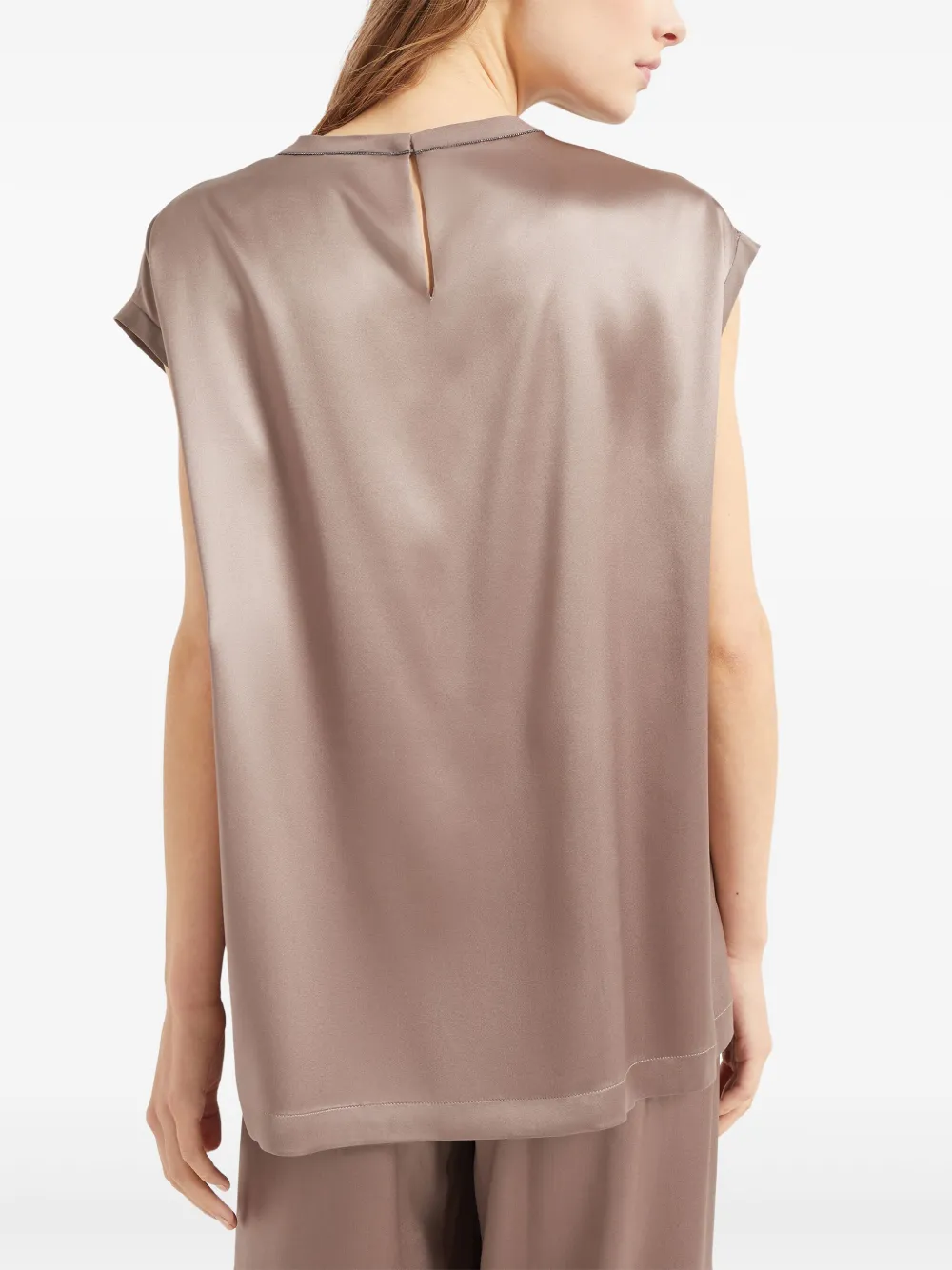 Brunello Cucinelli Satijnen Monili T-shirt Beige
