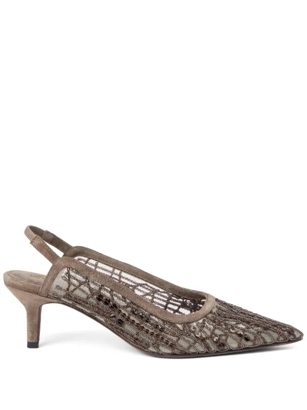 Brunello Cucinelli 55mm Sequin-embellished Pumps in Brown