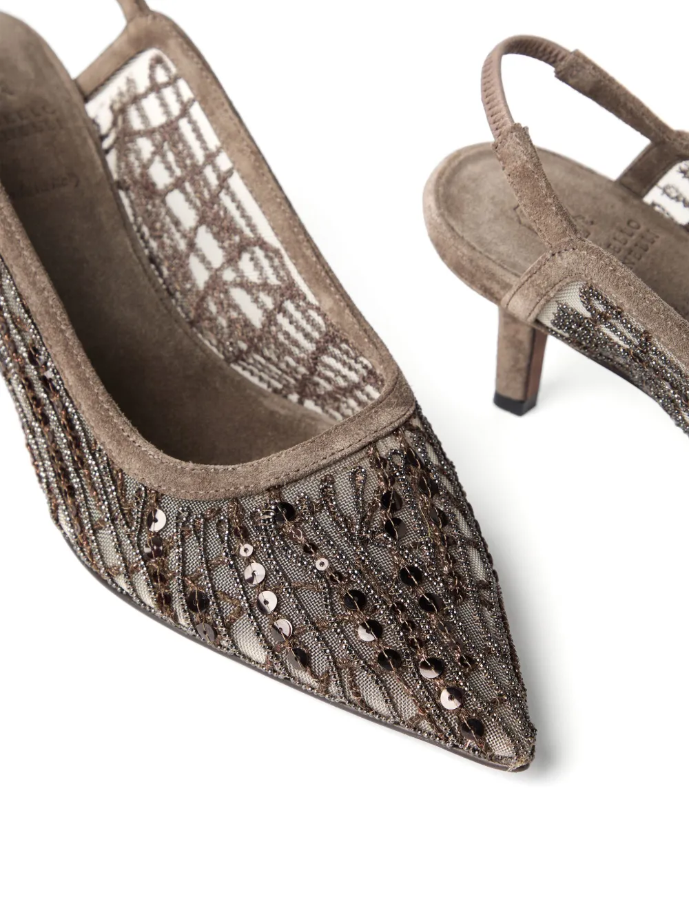 Brunello Cucinelli 55mm sequin-embellished pumps Brown