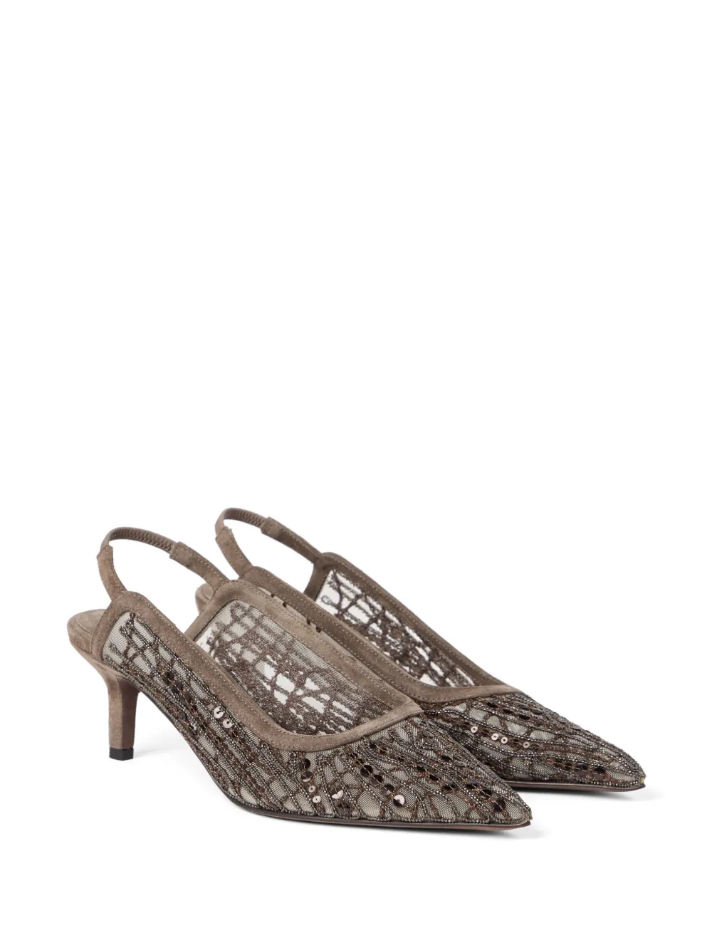 Brunello Cucinelli 55 mm pumps met pailletten - Bruin