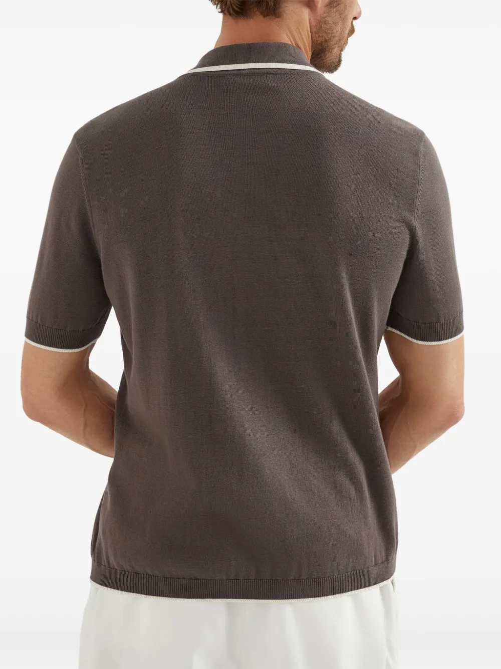 Brunello Cucinelli Poloshirt van gerecycled polyester Bruin