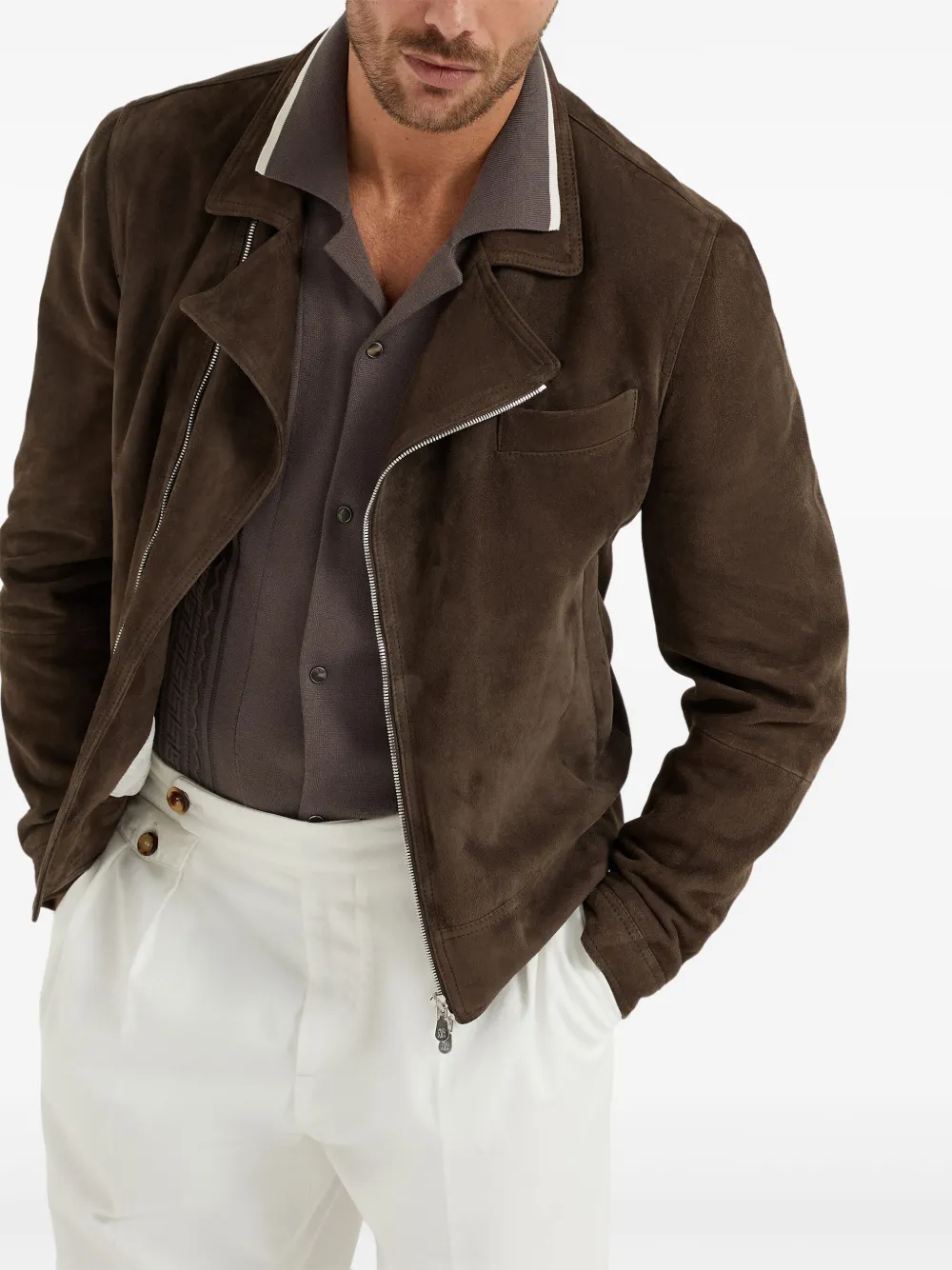 Brunello Cucinelli Poloshirt van gerecycled polyester Bruin