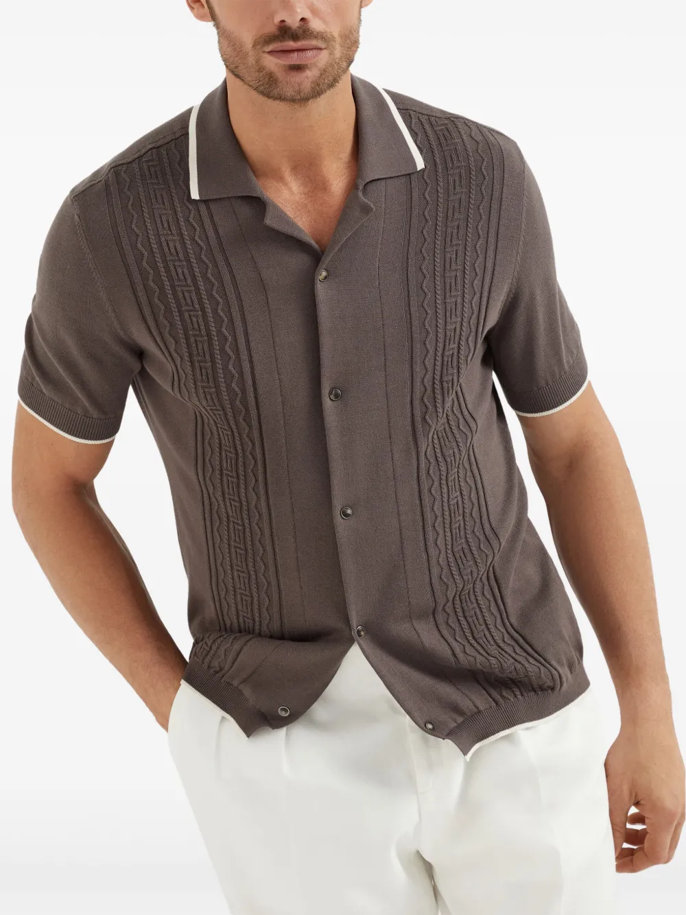 Brunello Cucinelli Poloshirt van gerecycled polyester - Bruin