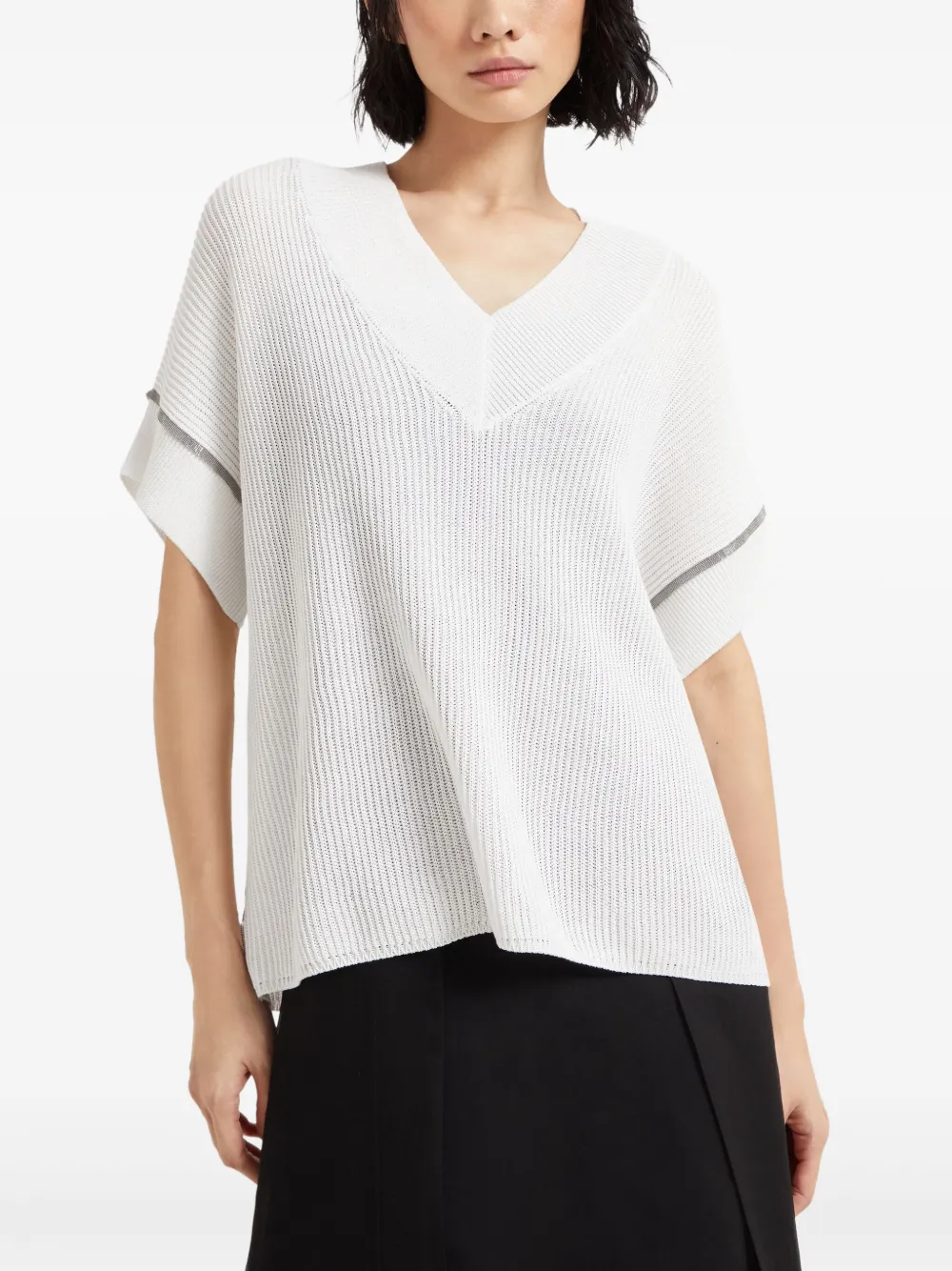 Brunello Cucinelli T-shirt met kralen afwerking Wit