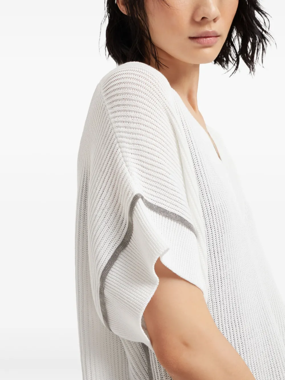 Brunello Cucinelli T-shirt met kralen afwerking Wit