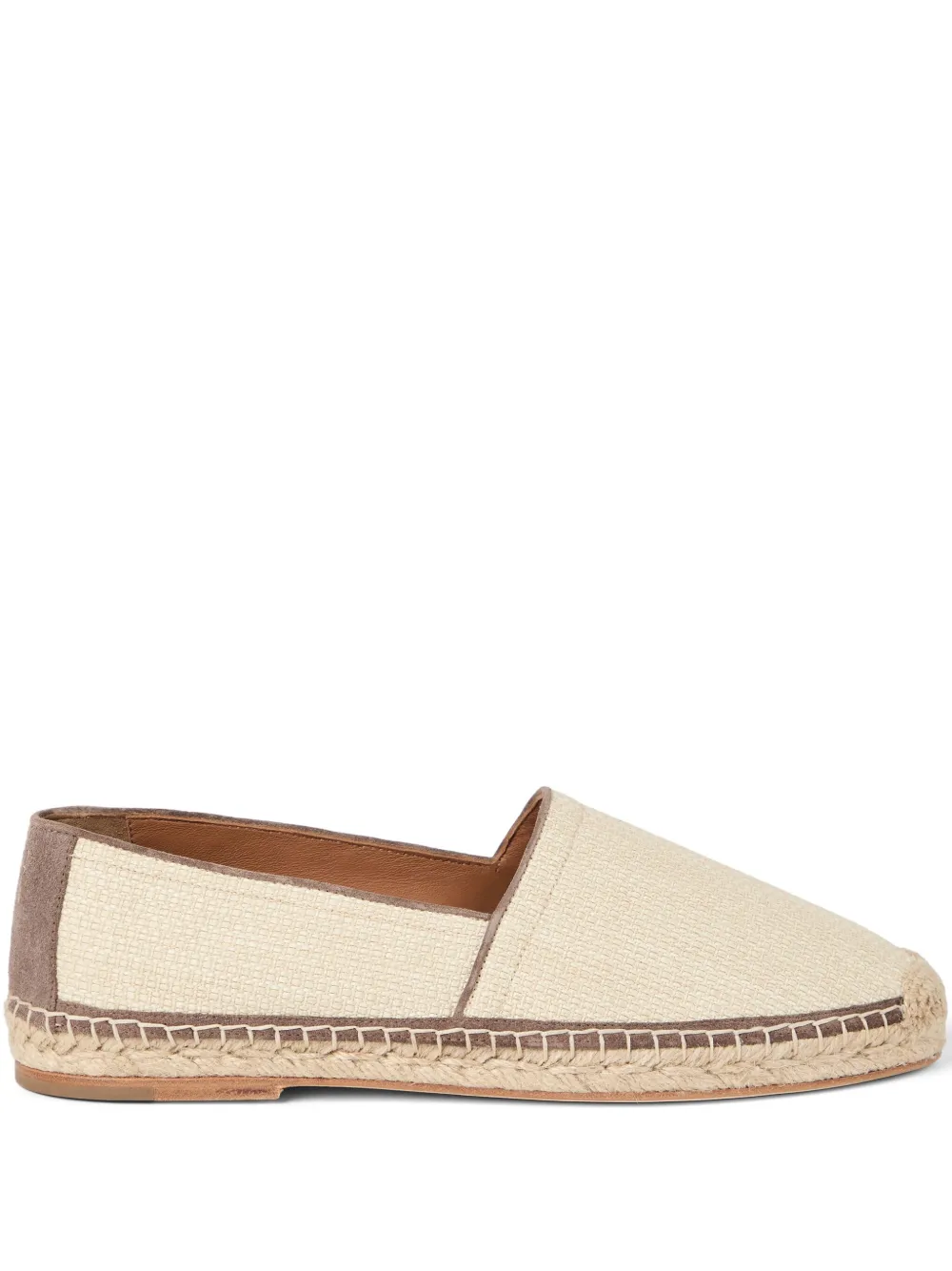 Brunello Cucinelli suede-trim raffia espadrilles Neutrals