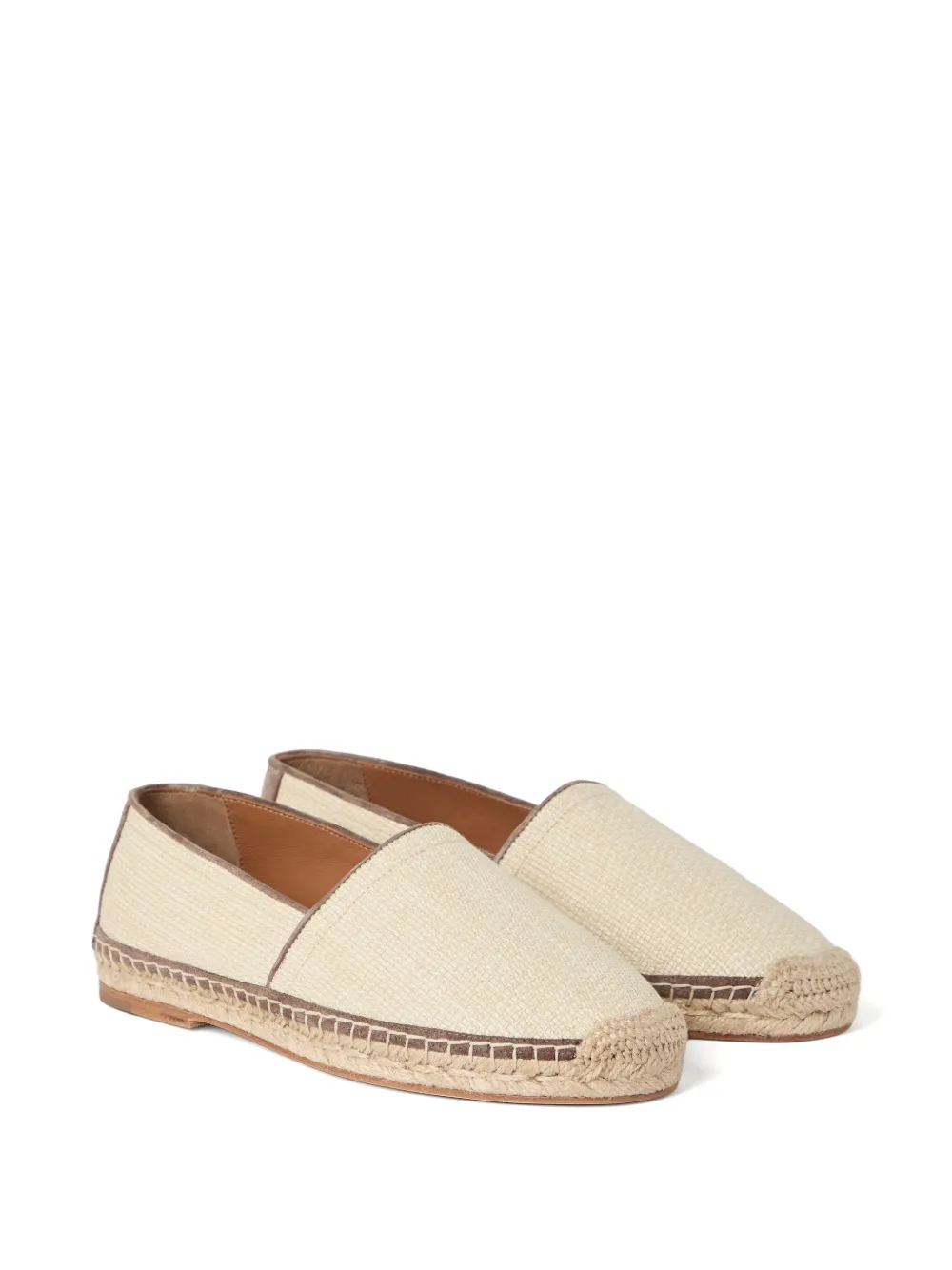 Brunello Cucinelli suede-trim raffia espadrilles Neutrals