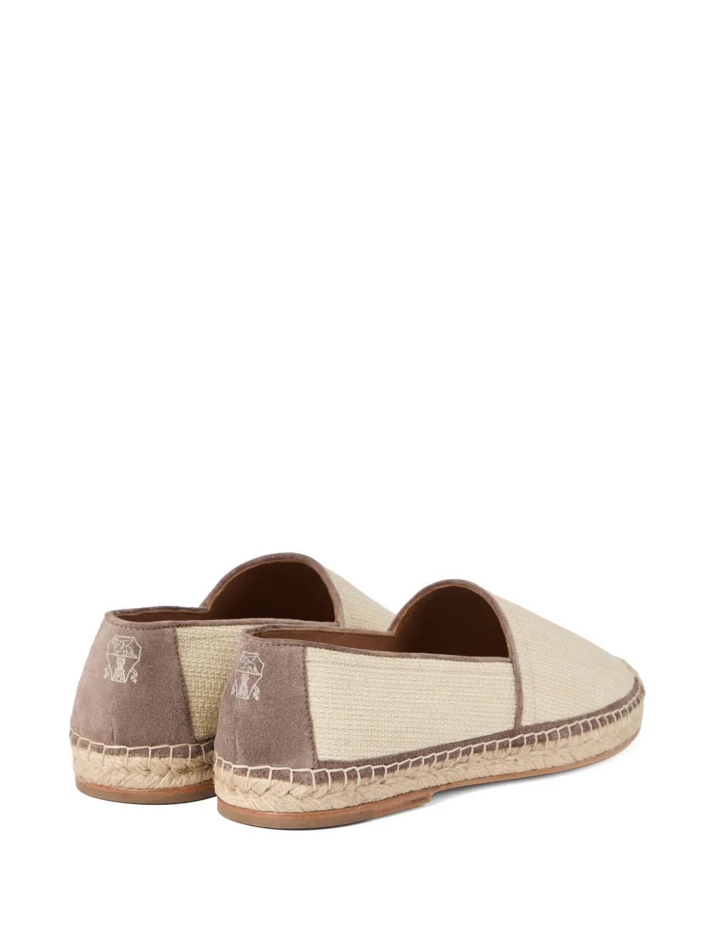 Brunello Cucinelli suede-trim raffia espadrilles Neutrals