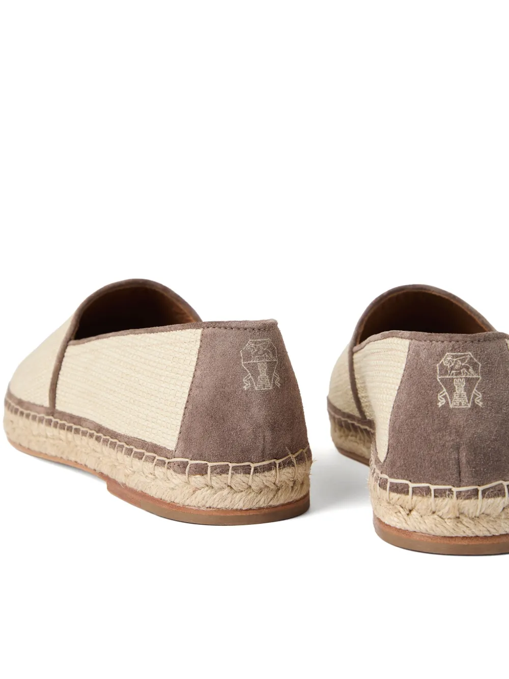 Brunello Cucinelli suede-trim raffia espadrilles Neutrals