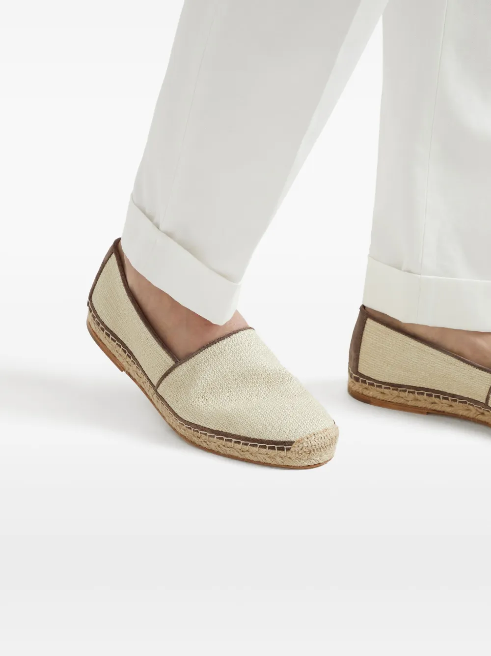 Brunello Cucinelli suede-trim raffia espadrilles Neutrals