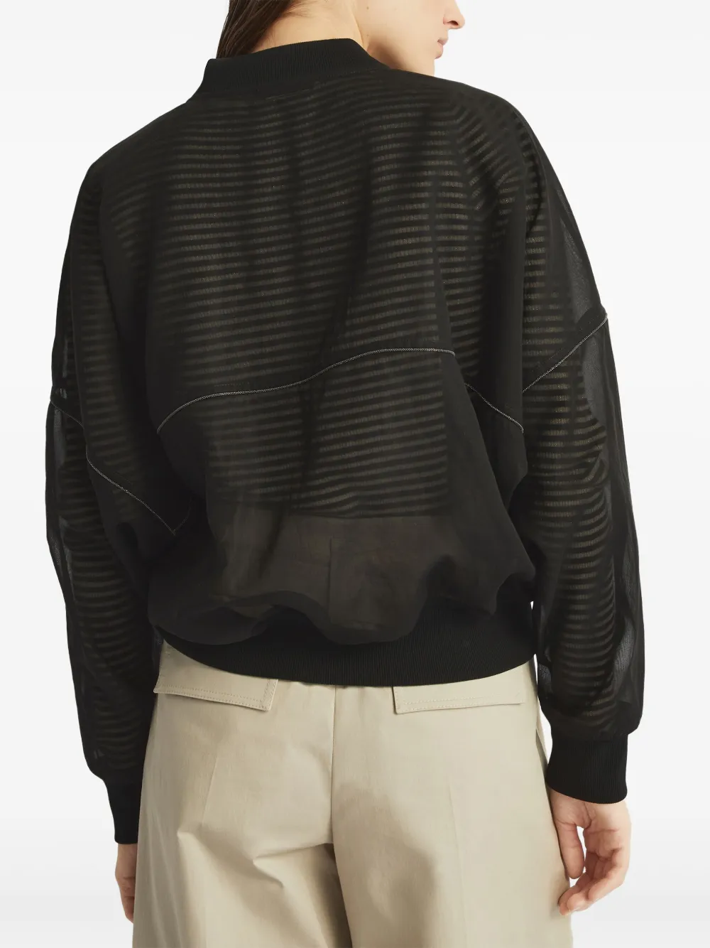 Brunello Cucinelli Bomberjack met monilikralen Zwart