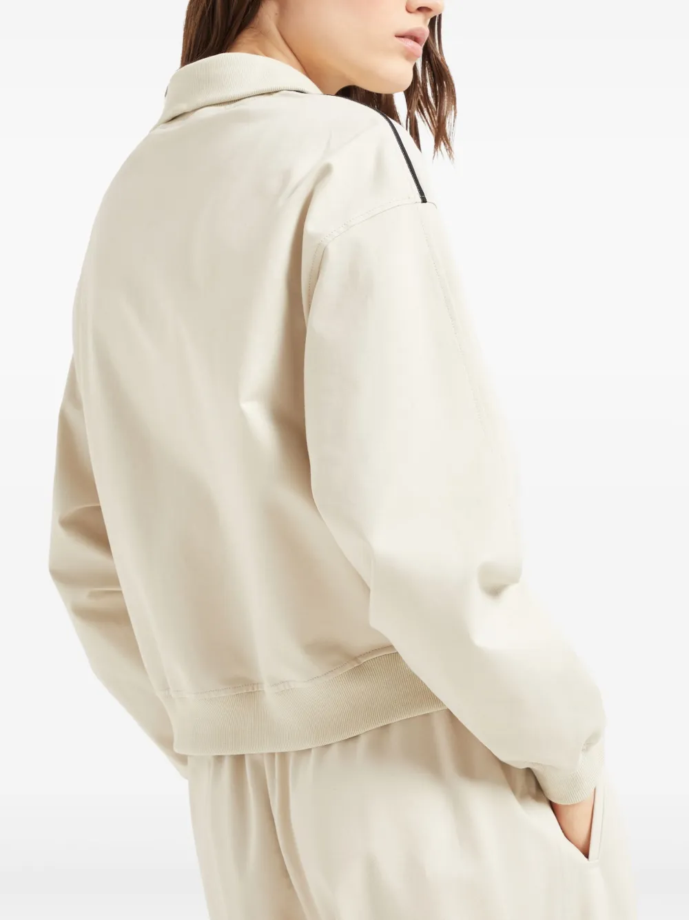 Brunello Cucinelli Verfraaid Monili trainingsjack Beige