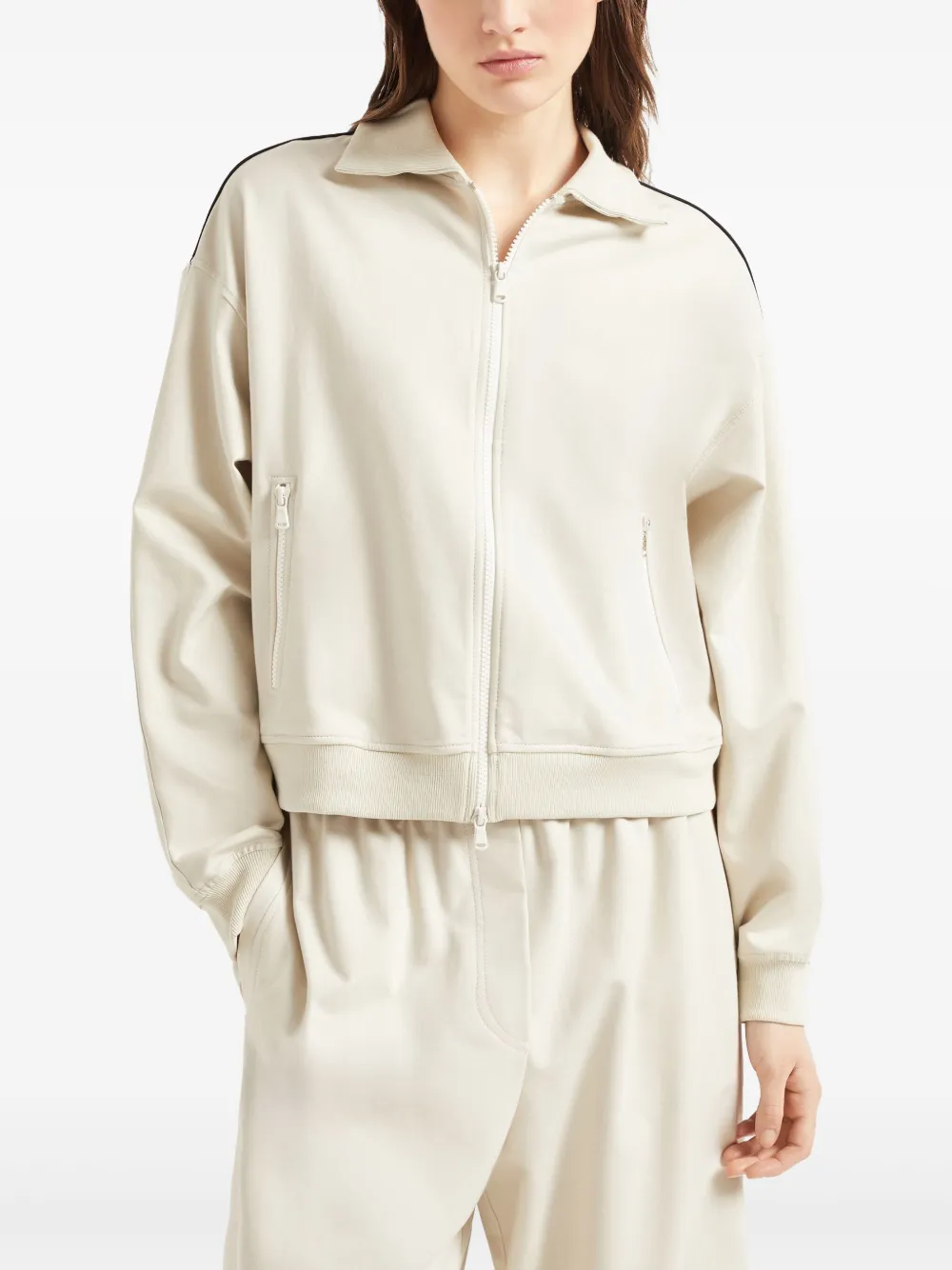 Brunello Cucinelli Verfraaid Monili trainingsjack Beige