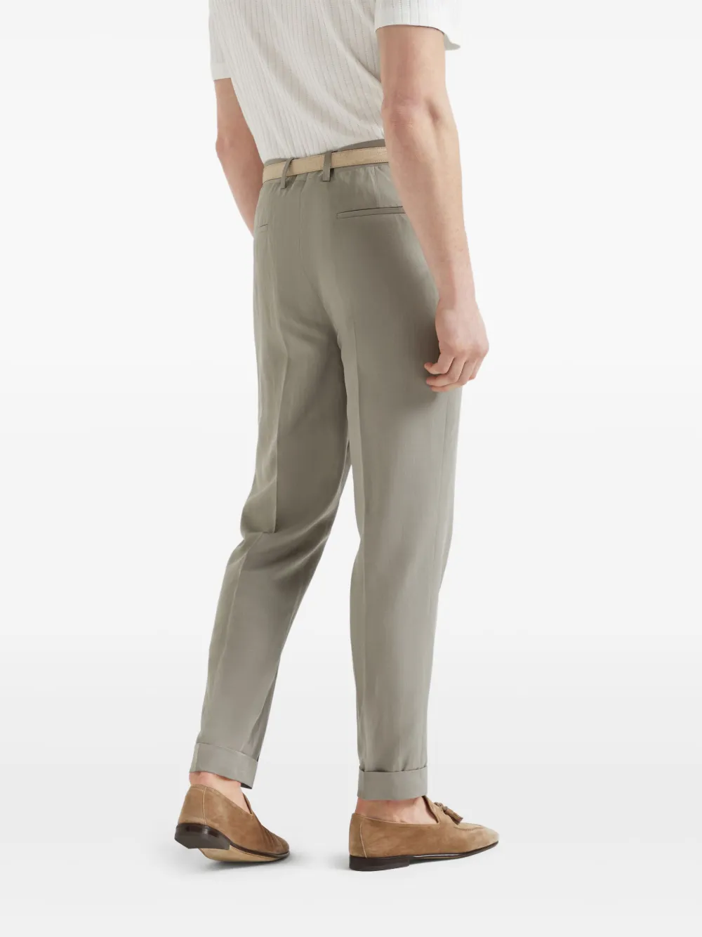 Brunello Cucinelli Straight broek met geplooid detail Beige