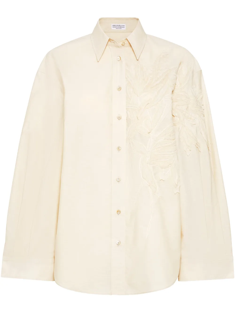 Brunello Cucinelli camisa con aplique Flora | neutro | Image 1