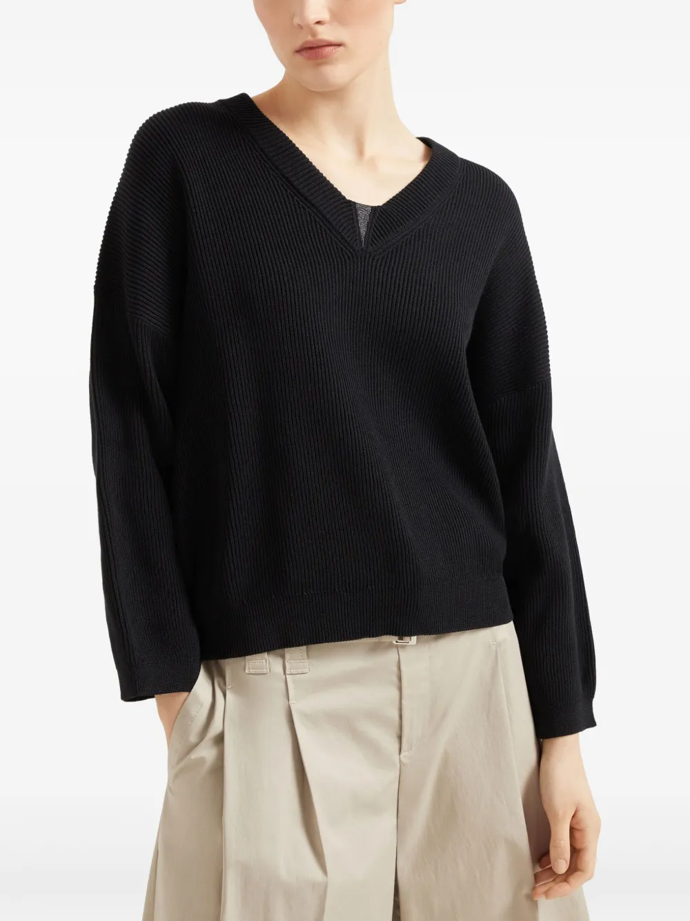 Brunello Cucinelli Trui met monilidetail Zwart