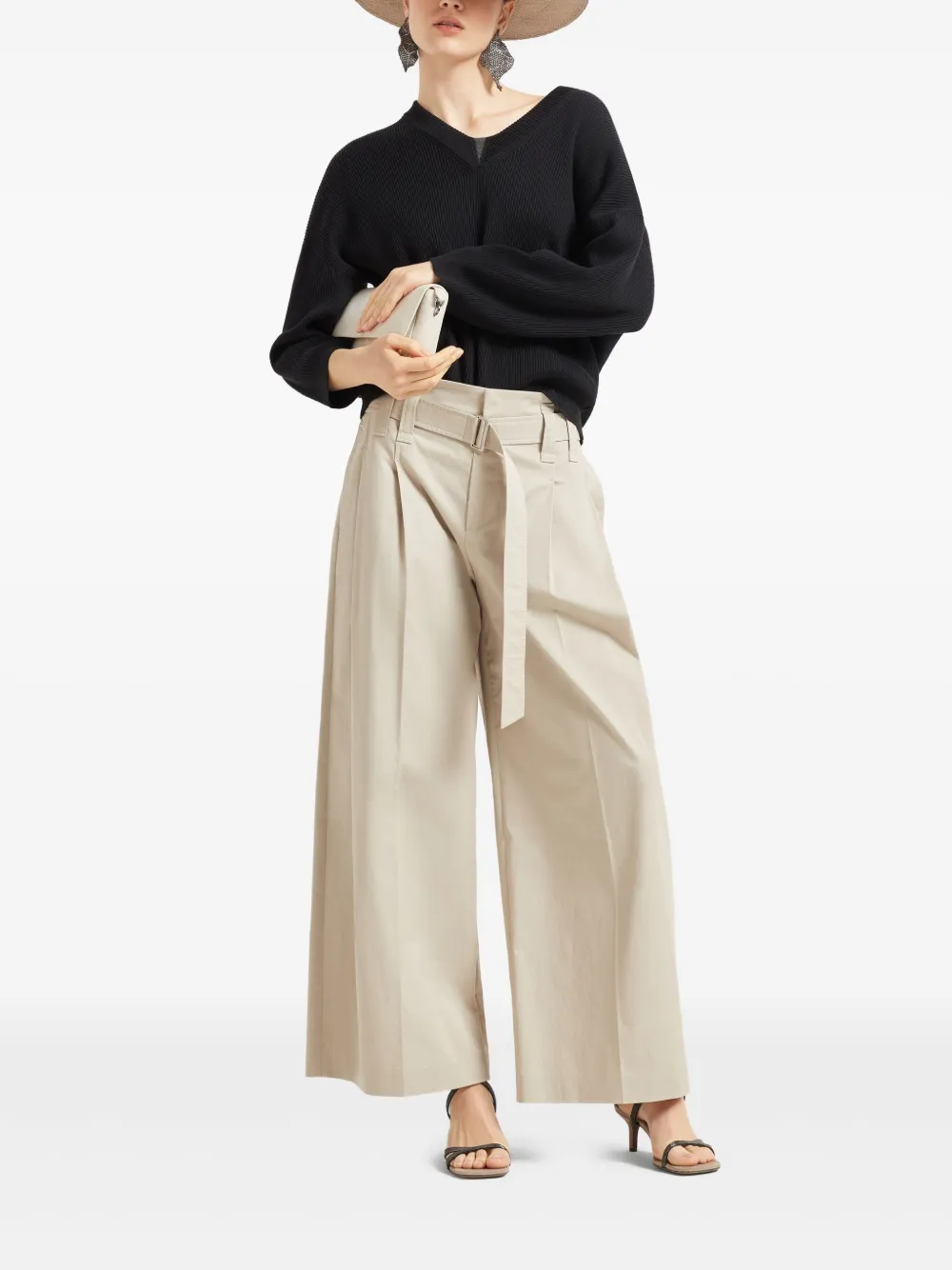 Brunello Cucinelli Trui met monilidetail Zwart