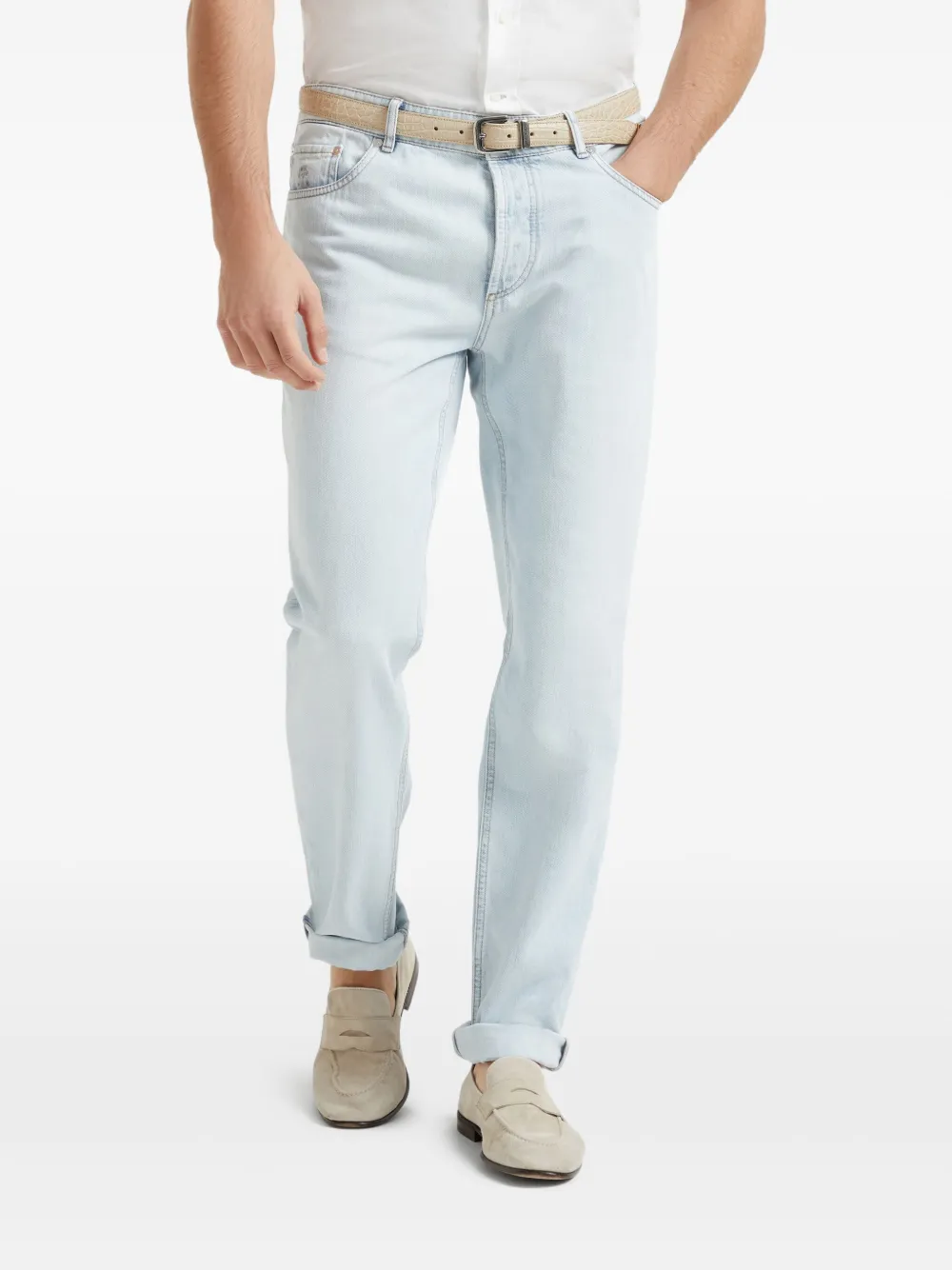 Brunello Cucinelli Jeans met logopatch Blauw