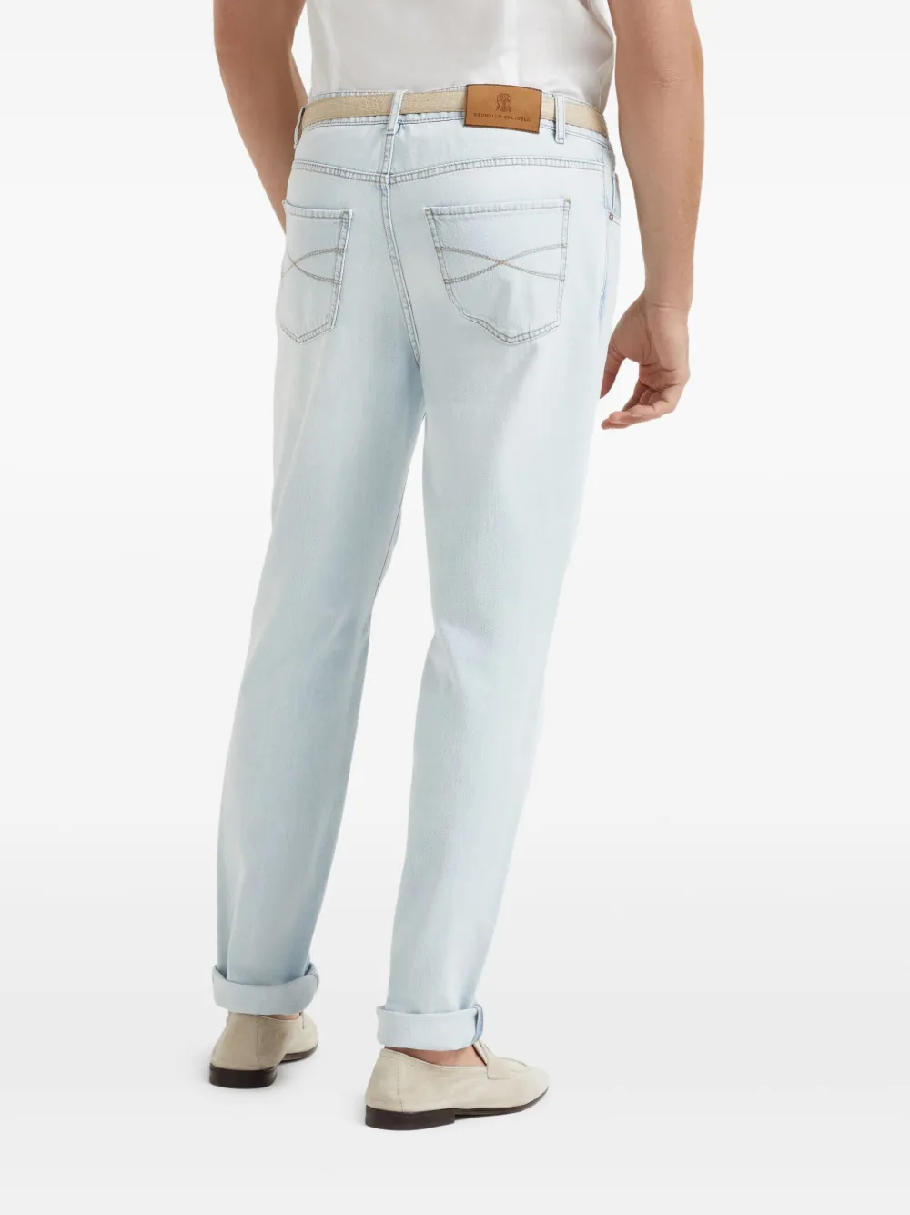 Brunello Cucinelli Jeans met logopatch Blauw