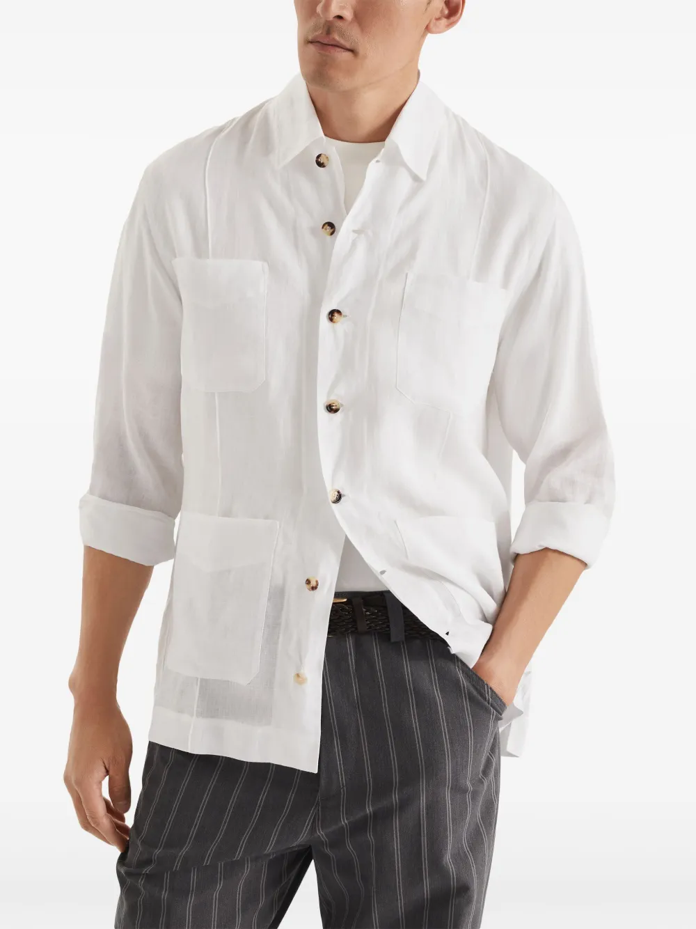 Brunello Cucinelli Linnen overhemd Wit